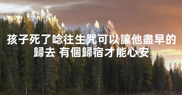 孩子死了唸往生咒可以讓他盡早的歸去 有個歸宿才能心安